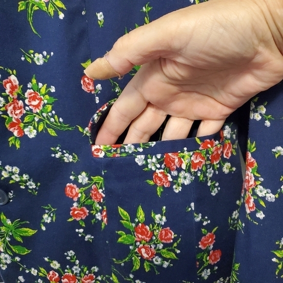 Orvis Navy Floral Print Blazer Size 10, Classic, Casual - Picture 8 of 9